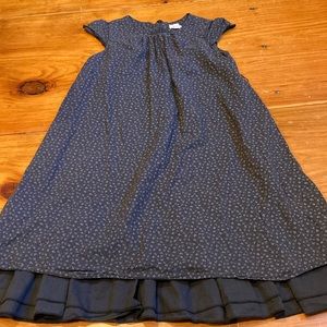 NEIGE 7 Charcoal Layered Dress Tiny Floral Print Flutter Sleeve